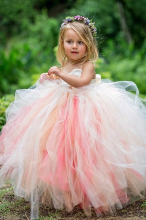 coral pink toddler flower girl dresses