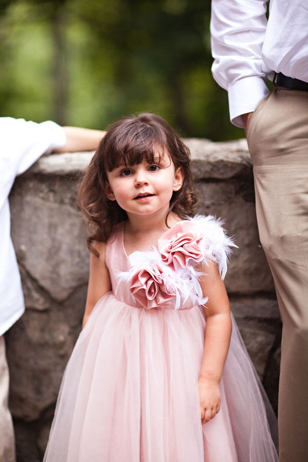 50 Romantic Blush Pink Wedding Color Ideas 17 cute blush pink flower girl dress with feather
