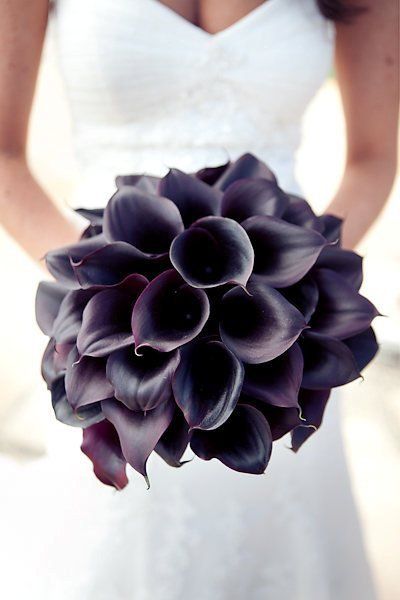 deep purple calla lily bridal bouquet