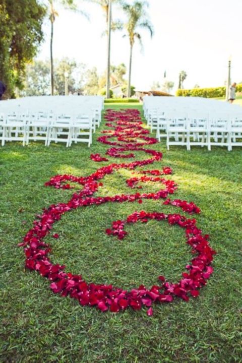 deep red flower wedding aisle ideas