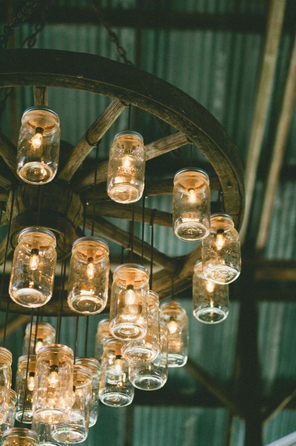 enormous mason jar chandelier for rustic wedding decor