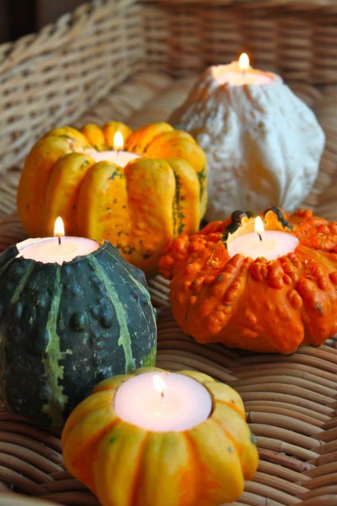 fall gourd pumpkin candle wedding centerpieces