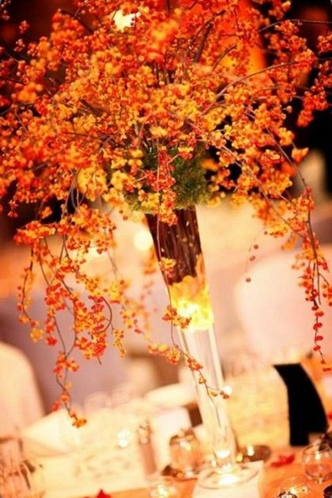 fall wedding centerpiece ideas-tall orange flowers