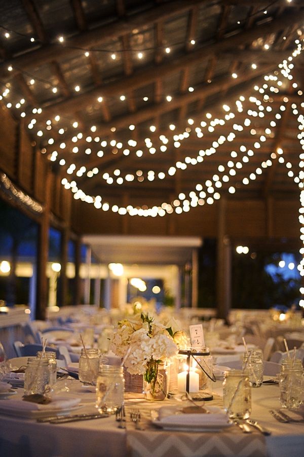 gorgeous rustic wedding details with tons of twinkle lights