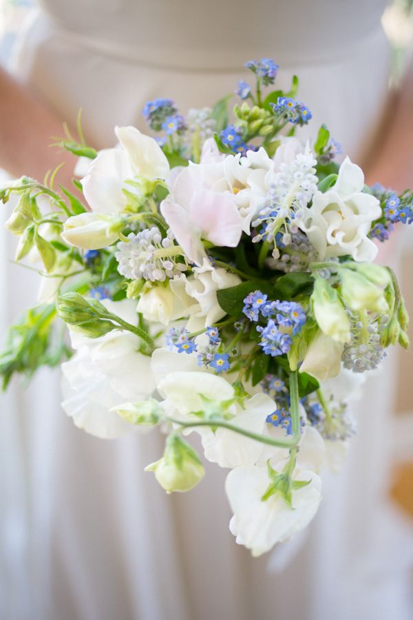 light blue and white wedding bouquet