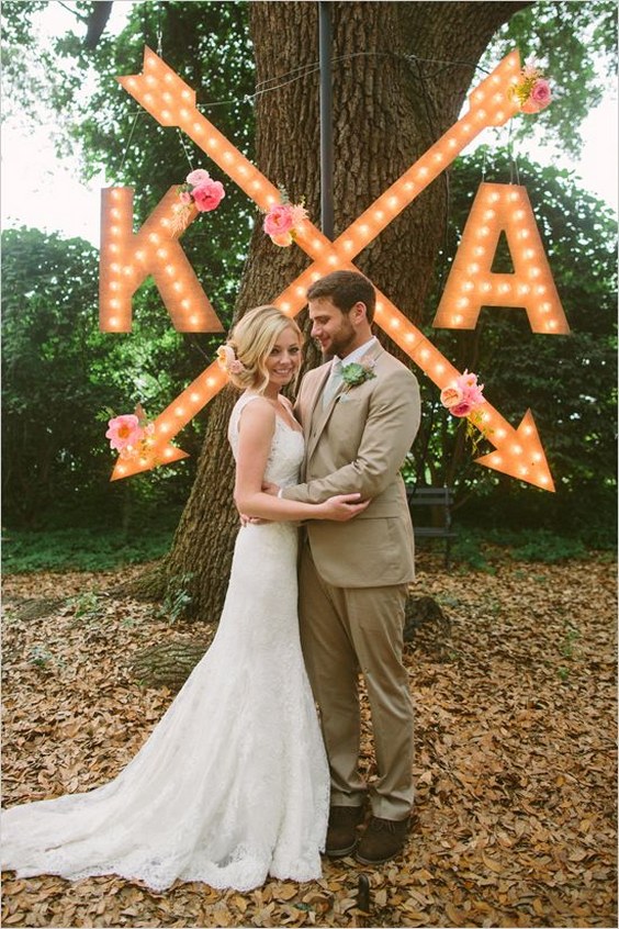 marquee arrow wedding sign