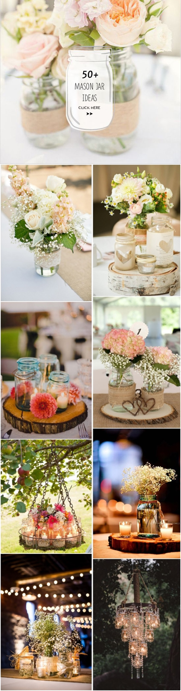 mason jar rustic wedding decor ideas