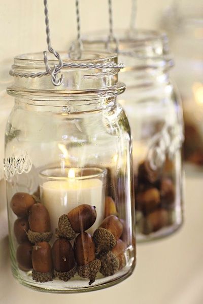 mason jar with sand pebbles candy hearts pine needle twigs