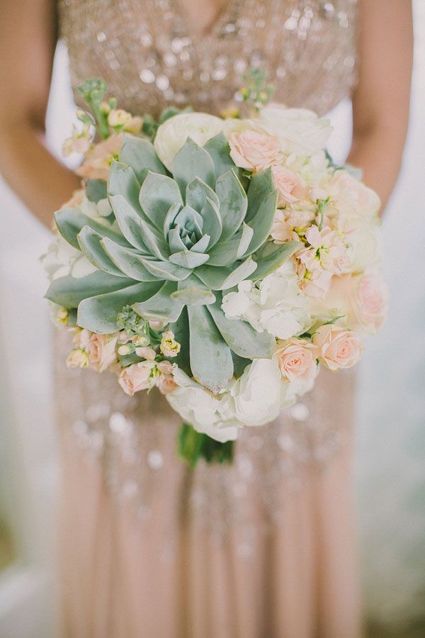 oversized succulent bridesmaid bouquet,