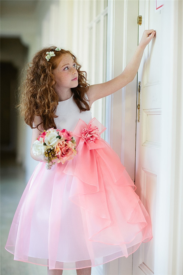 pink princess flower girl dresses