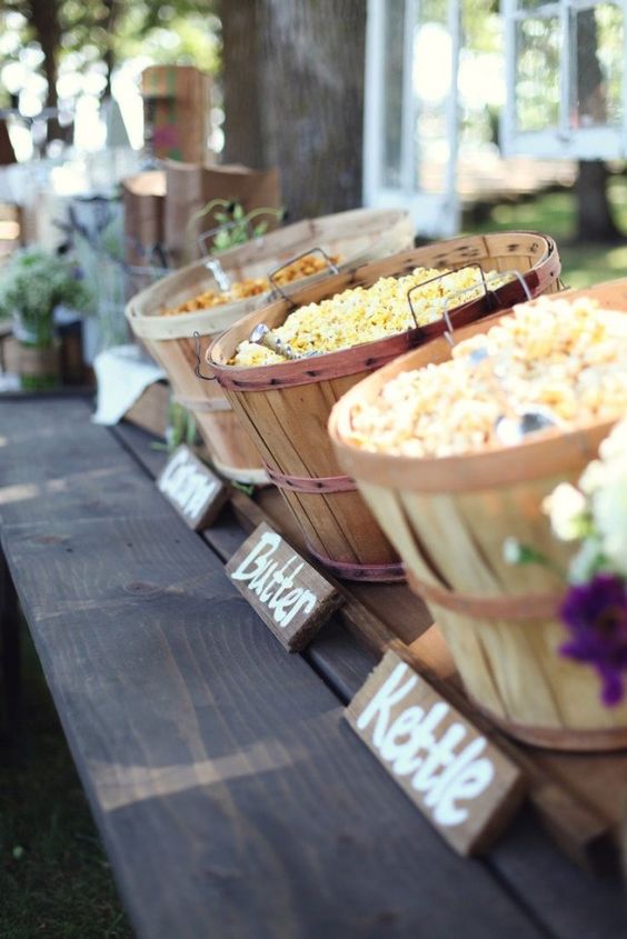 popcorn bar to an outdoor wedding