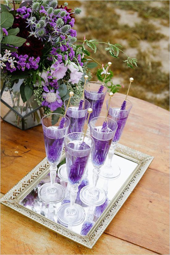 purple rock candy wedding drinks