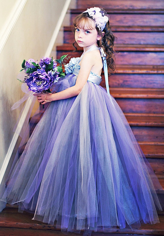 purple wedding ideas - lavender flower girl dresses