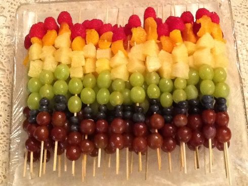 rainbow fruit kababs for healthy party