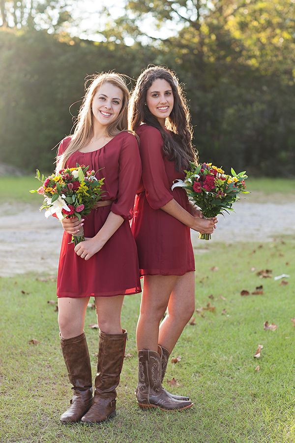 red boho bridesmaid dresses for rustic weddings | Deer ...