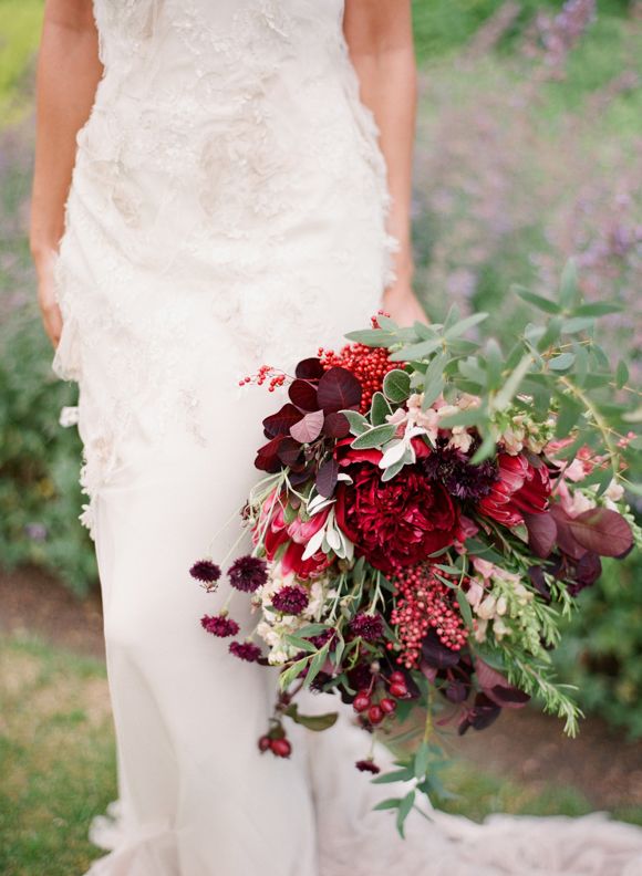 red wedding bouquet with berries