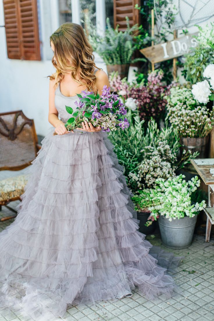ruffle lavender wedding dress