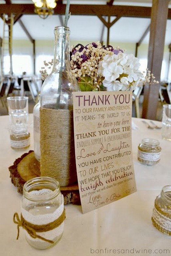 rustic country mason jar wedding centerpiece