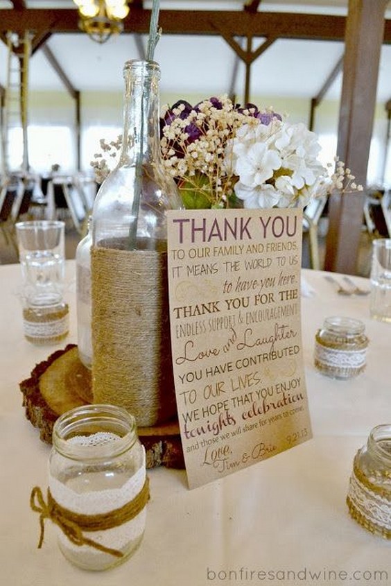 rustic country mason jar wedding centerpiece