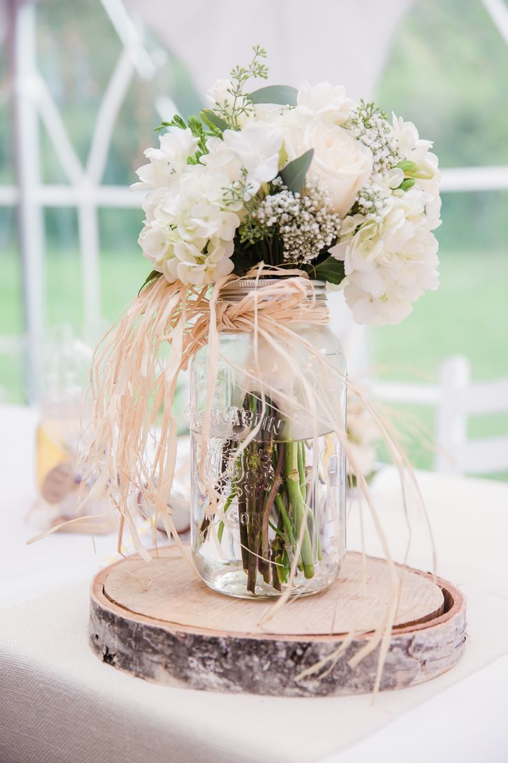 rustic mason jar and birch wedding centerpiece ideas