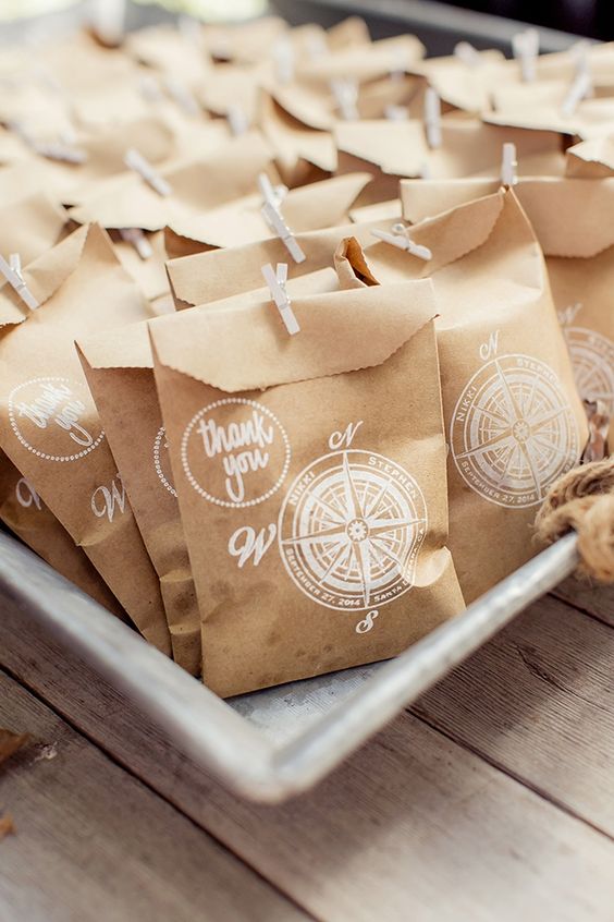 rustic travel themed favors