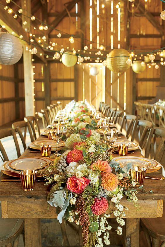 rustic vintage barn wedding table setting decor ideas