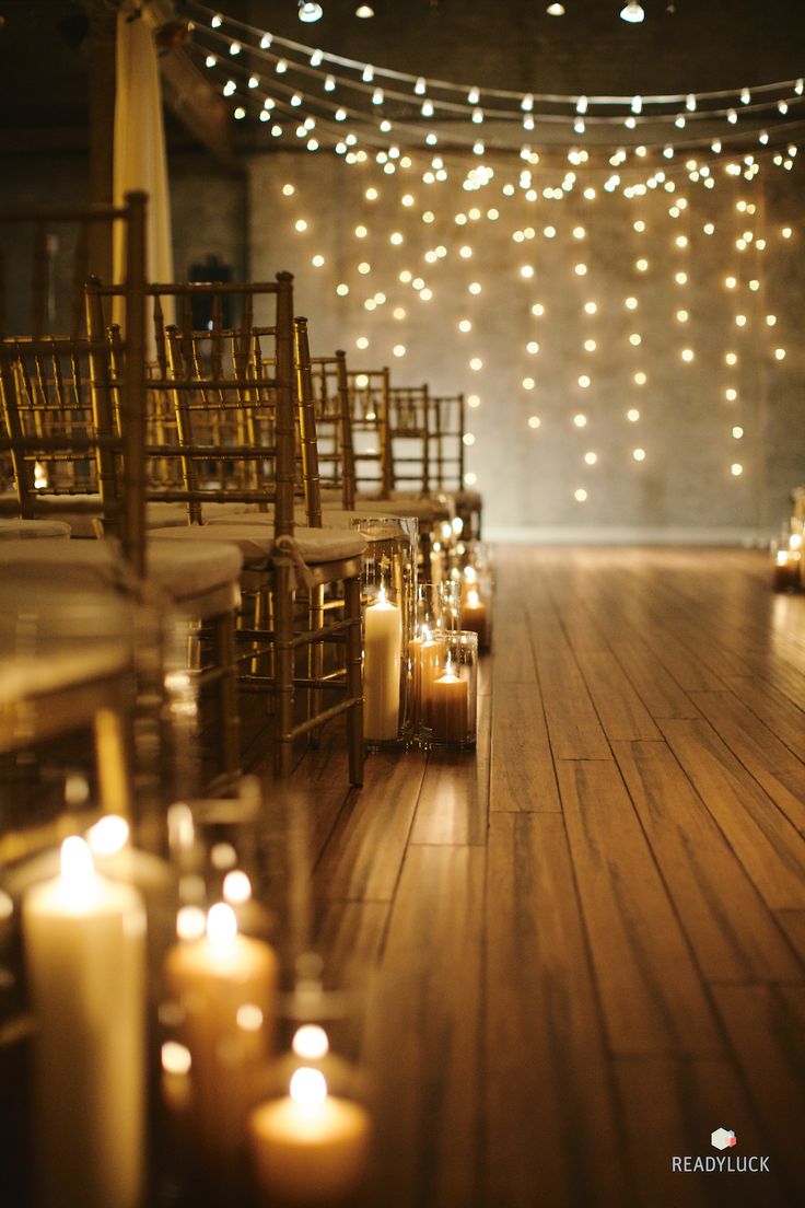 rustic wedding ideas - Candlelit wedding ceremony with fairy lights