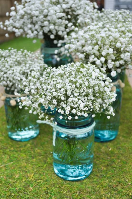 rustic wedding ideas - Mason Jar and baby's breath