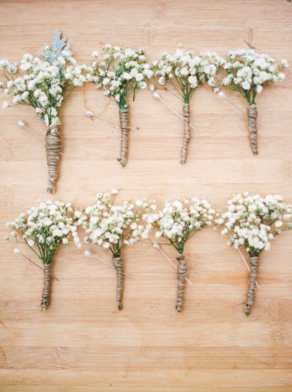 rustic wedding ideas – baby’s breath boutonniere or corsage
