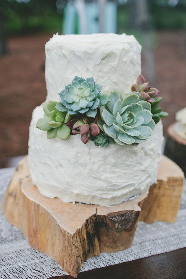 25 Buttercream Wedding Cakes We'd (Almost) Kill For (with Tutorial) 5 rustic wedding ideas-white succulent wedding cake