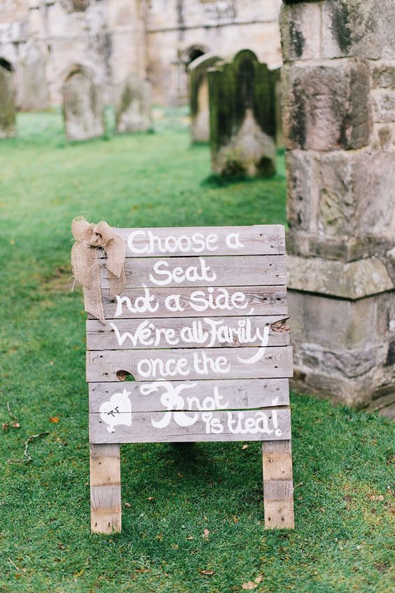 rustic wedding sign with burlap details