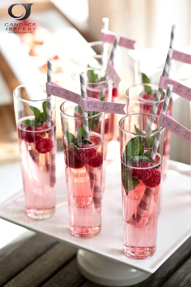 signature wedding drinks with raspberry
