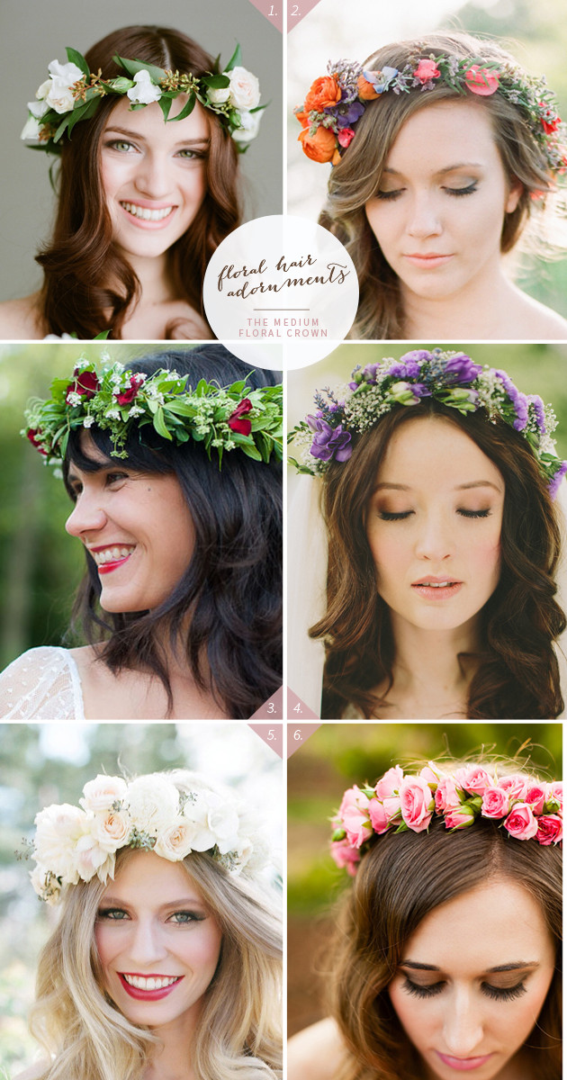 simple wedding hairstyles with flower crown