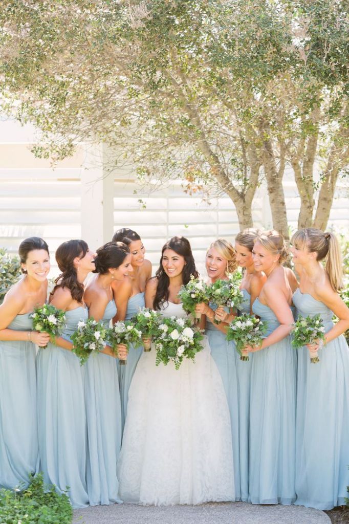 strapless light blue bridesmaid dresses