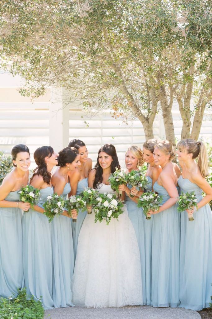 pastel blue bridesmaid dresses