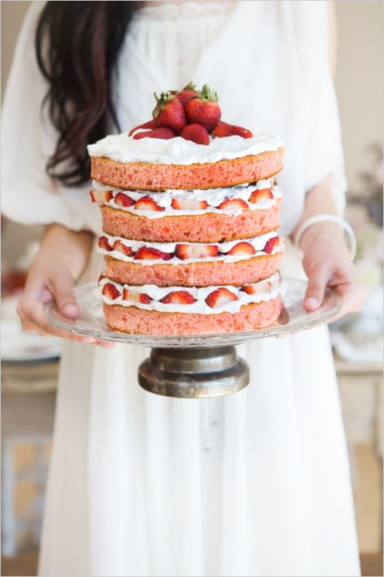 strawberry shortcake naked wedding cake
