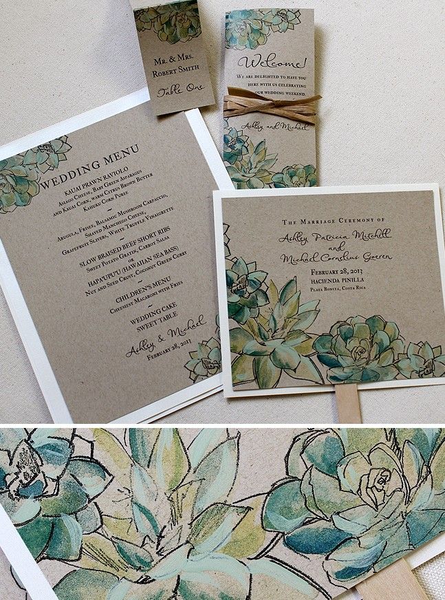 succulent wedding invitation kits