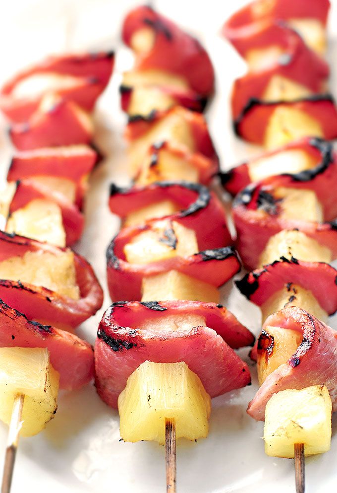 summer healthy appetizer ideas-Grilled Pineapple Ham Kabobs Recipe