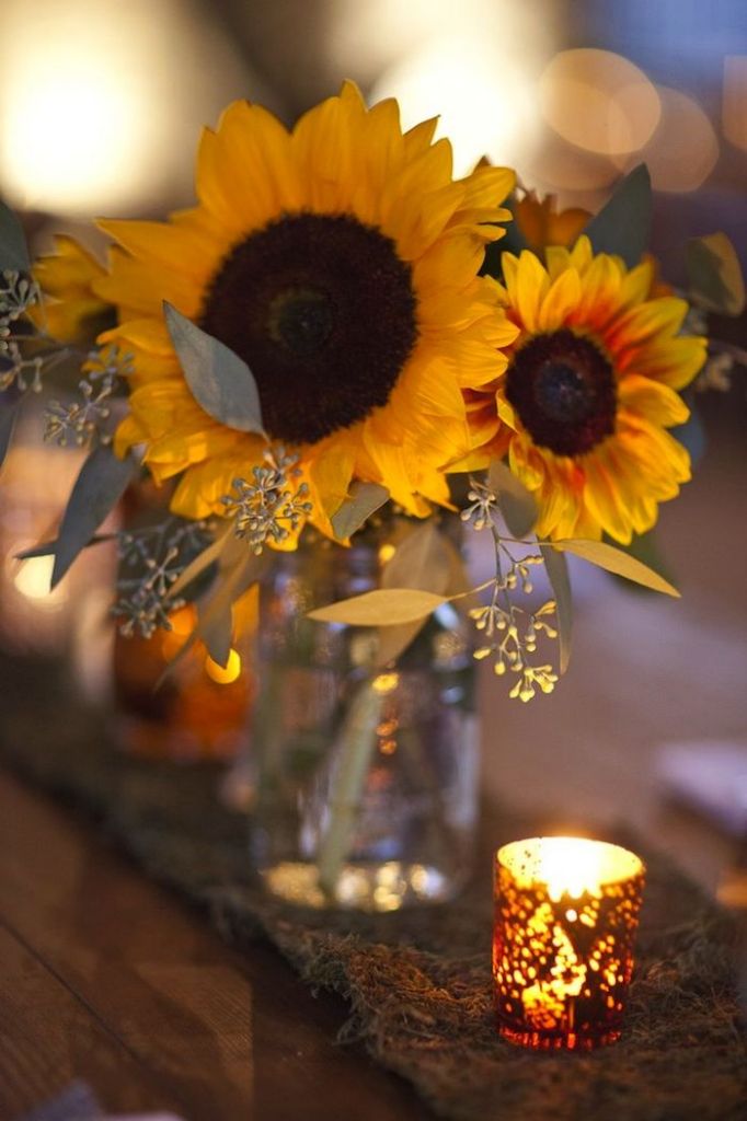 sunflower autumn wedding centerpieces