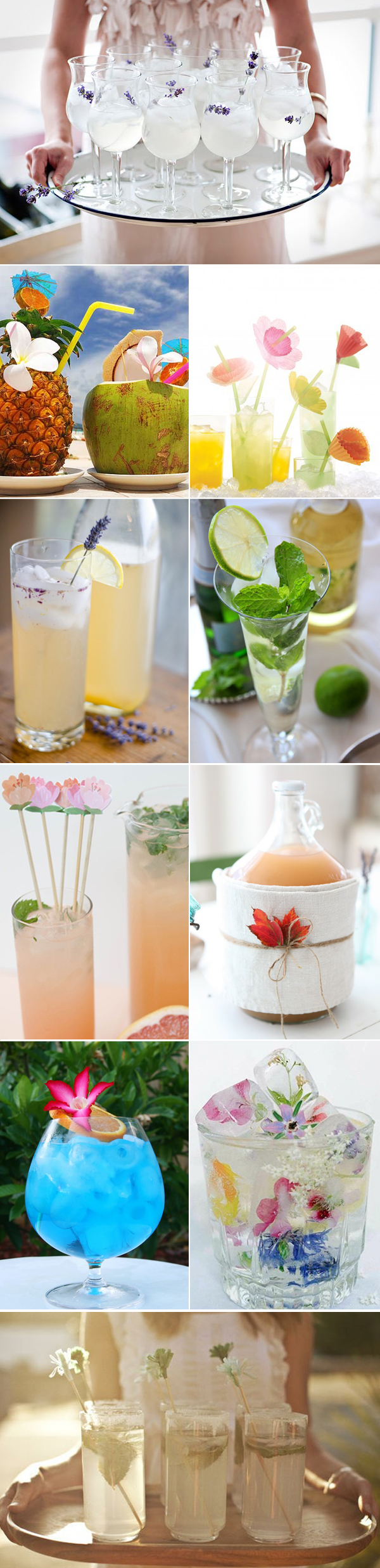 wedding signature drinks with floral and green