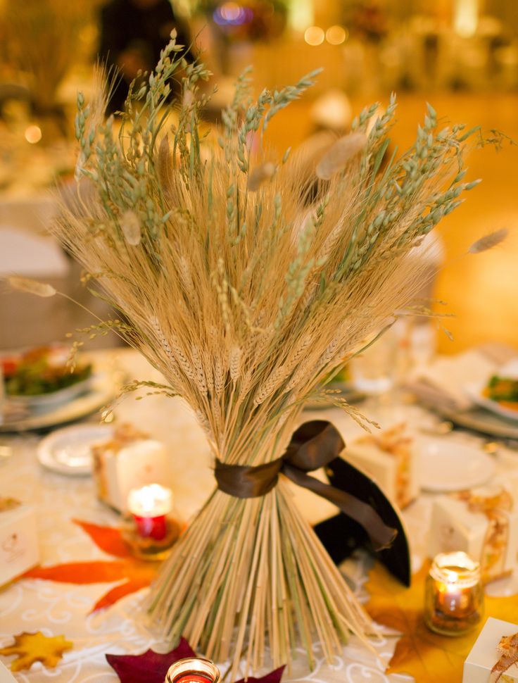 wheat fall wedding centerpiece