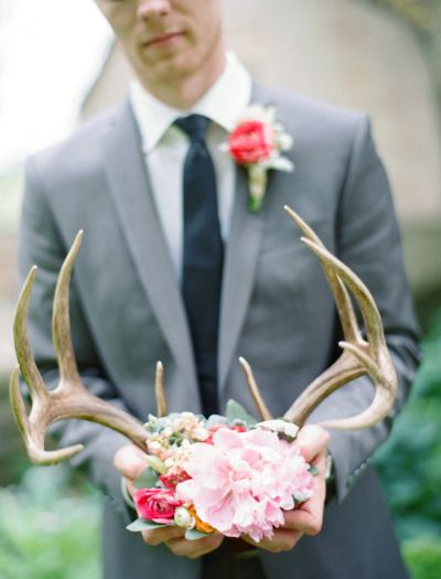 whimsical pastel wedding ideas-Floral antlers