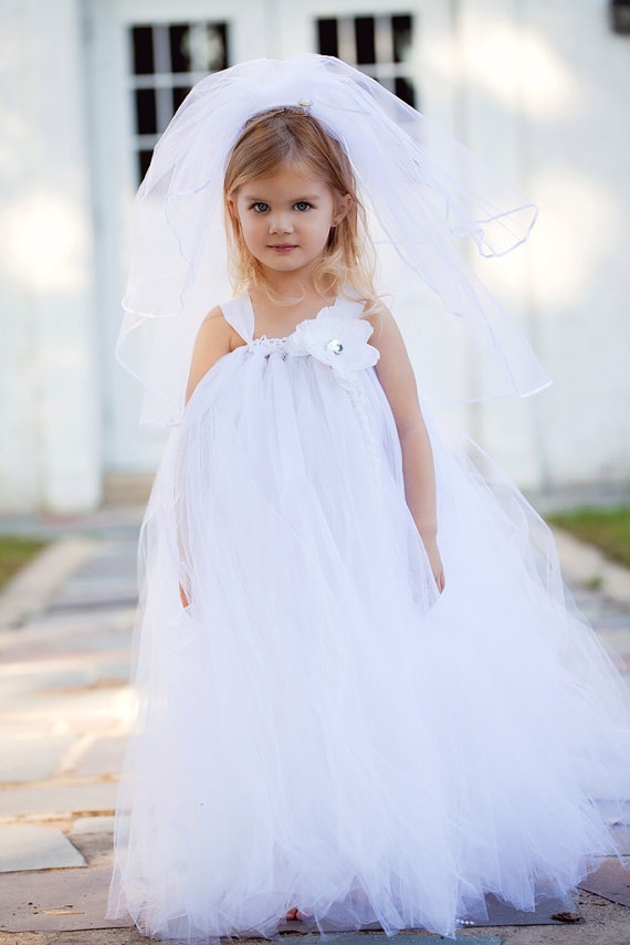 white flower girl tutu dress