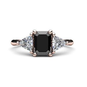 14K Black Diamond Engagement Ring Vintage Black by RareEarth
