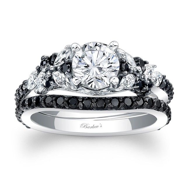 14K Black Diamond Engagement Ring