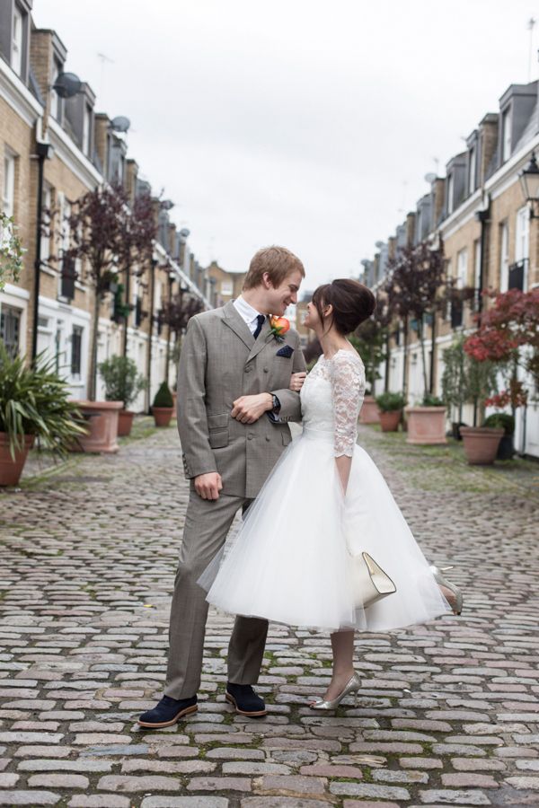 1960s Mod Inspired Candy Anthony lace wedding dress