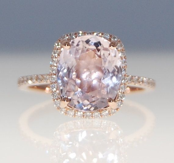 3.2ct cushion mauve blush ice peach champagne sapphire 14k rose gold diamond ring engagement ring