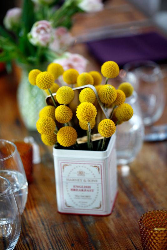 Billy Balls in Vintage Tin Container Wedding Centerpiece Ideas