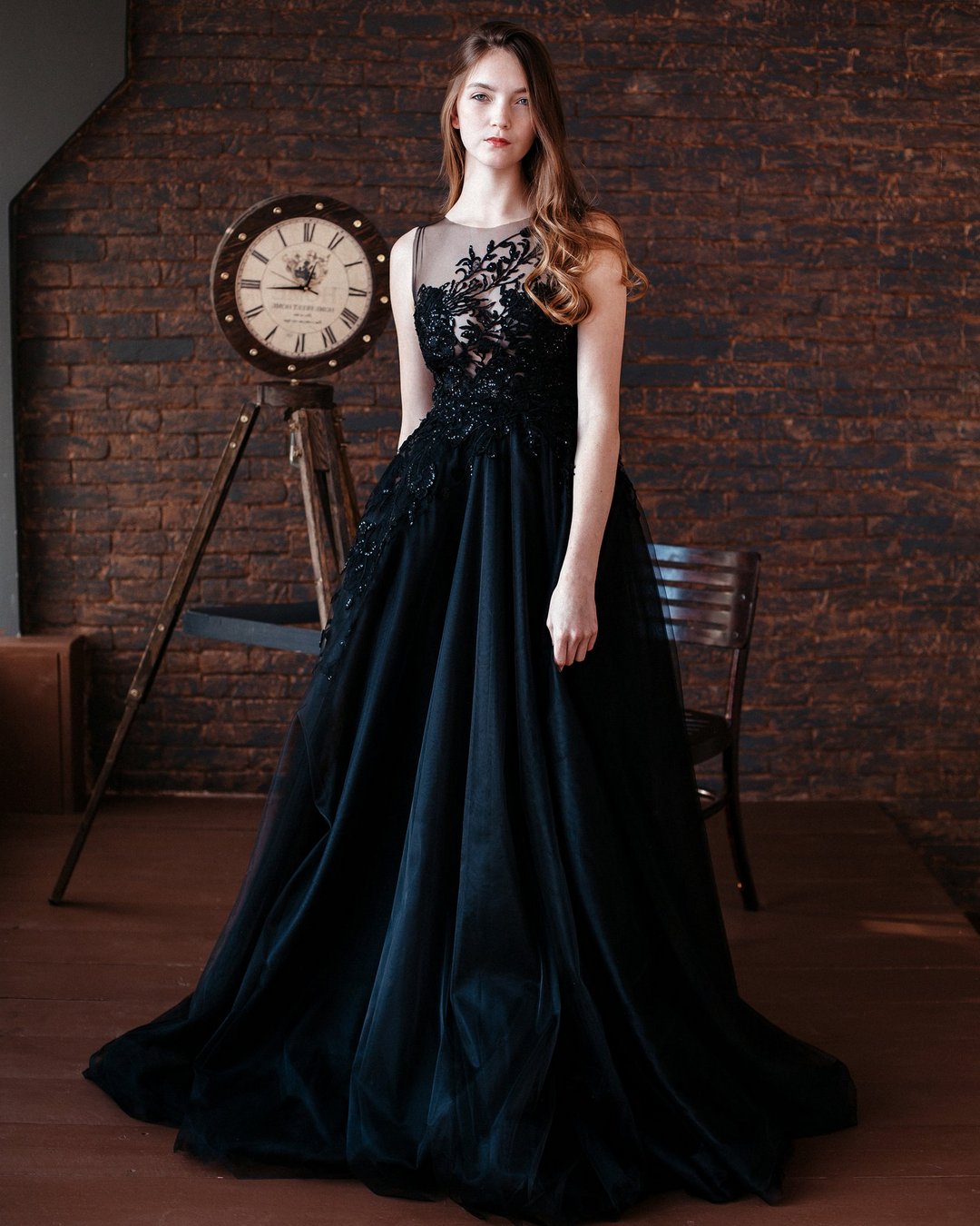 Black aline wedding dress