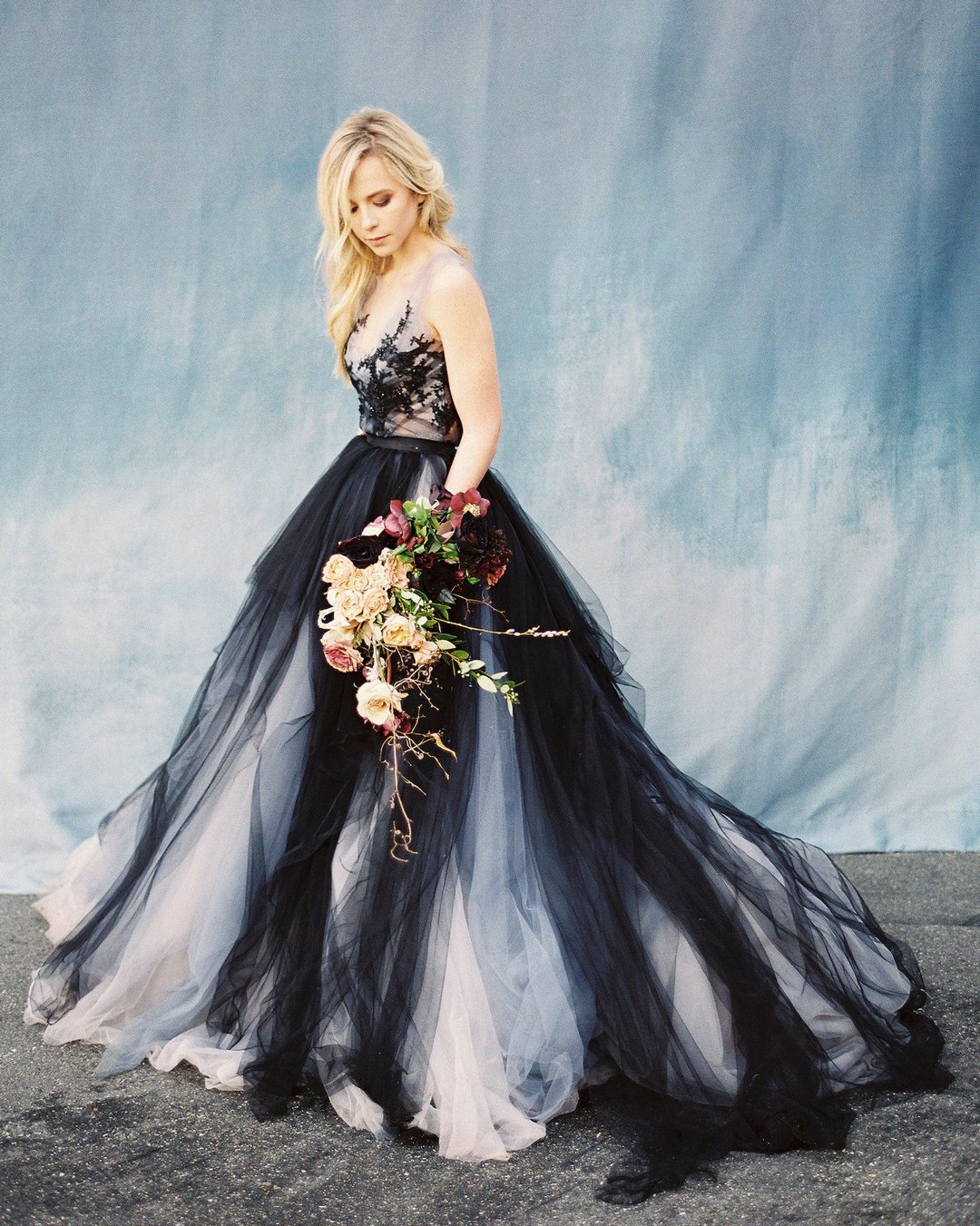 Blue And Black Wedding Dress